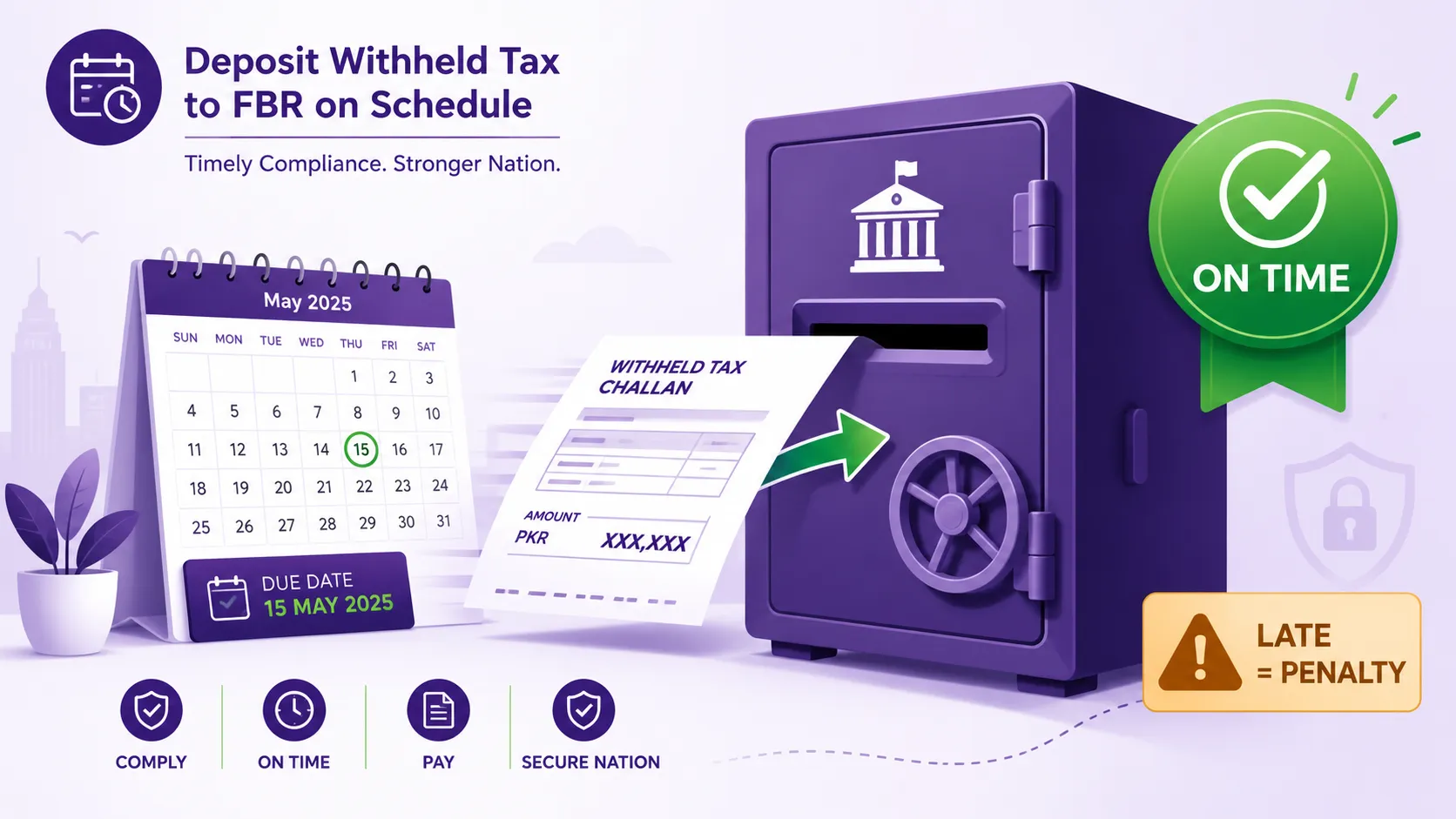 Depositing withheld tax with FBR on time to avoid penalties and default surcharge
